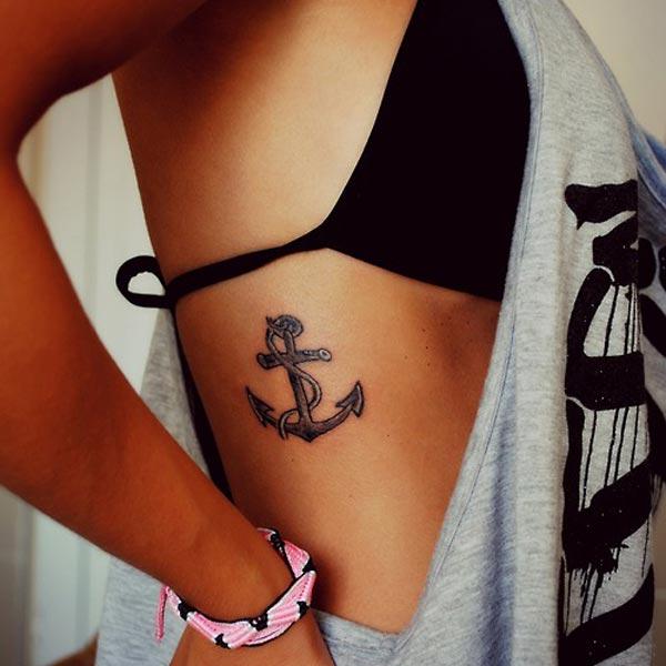 anchor tattoo on side