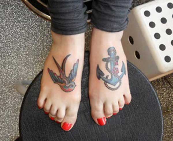 anchor tattoo on foot