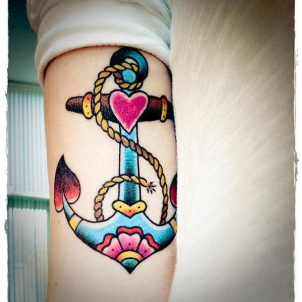colorful anchor tattoos