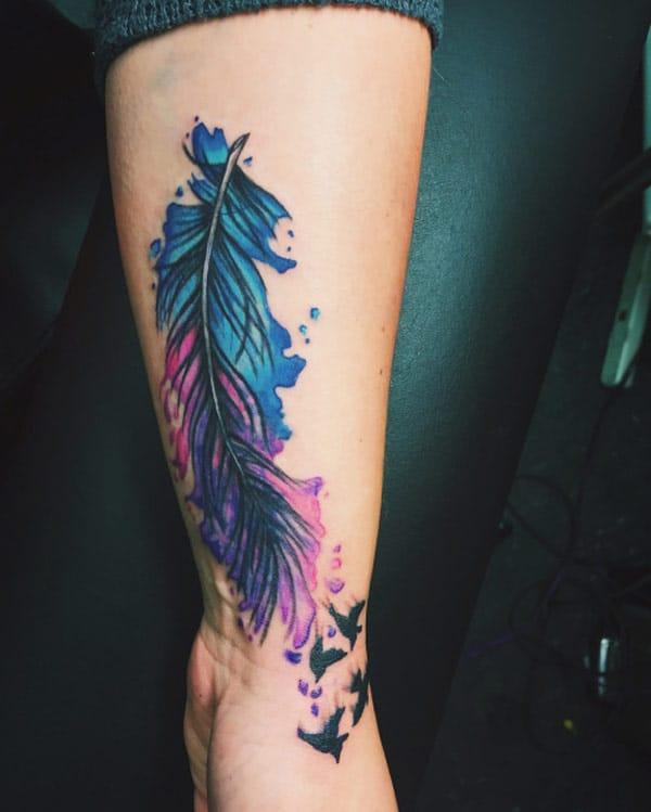 beautiful feather tattoos