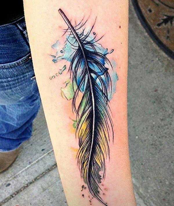 colored feather tattoos