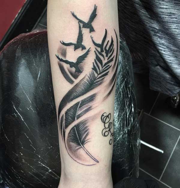 feather bird tattoos