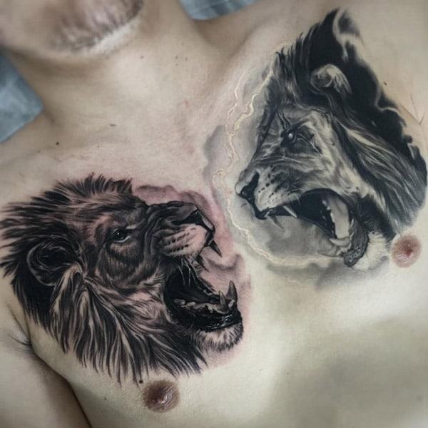 lion tattoo on chest