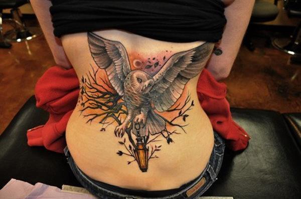 owl tattoos on back