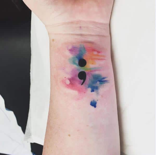 colour semicolon tattoos