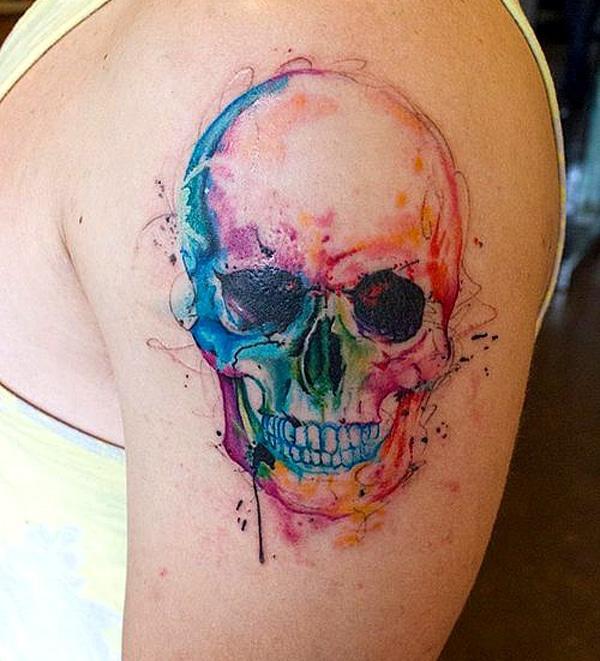 colorful skull tattoos