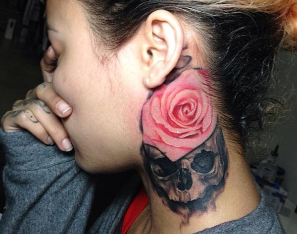 skull tattoo on neck