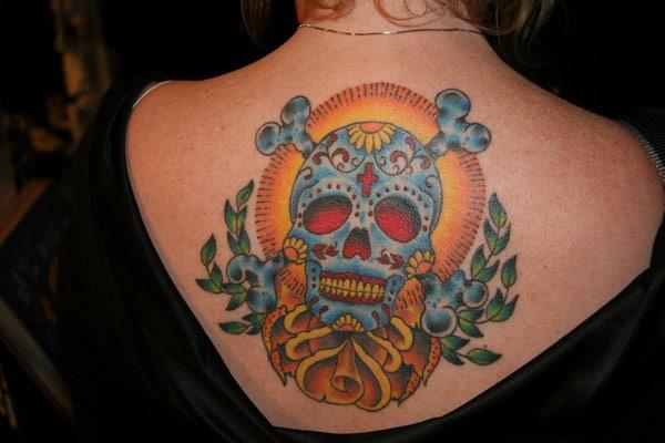 full back skull tattoos