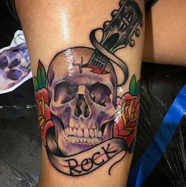 skull rose tattoos