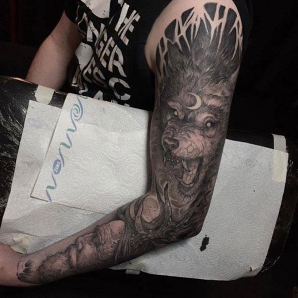 wolf tattoo on arm
