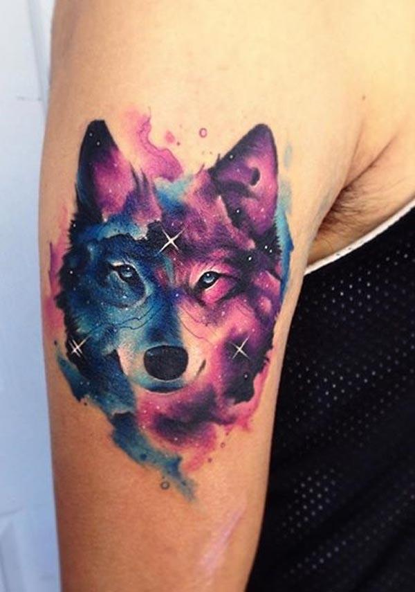 colorful wolf tattoos