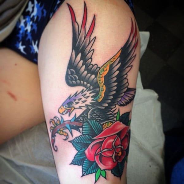 thigh eagle tattoos