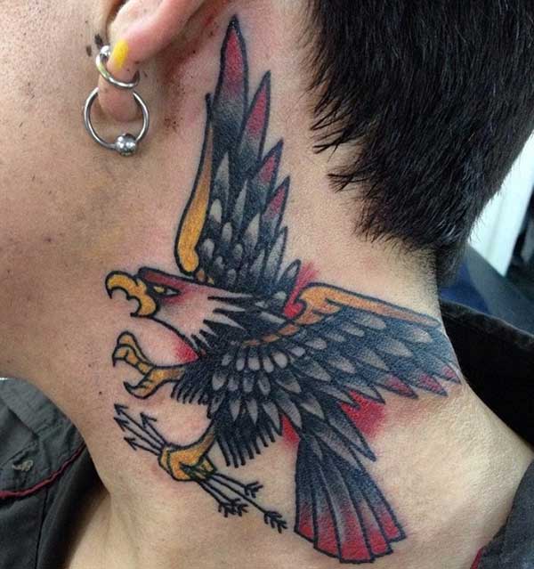 neck eagle tattoos