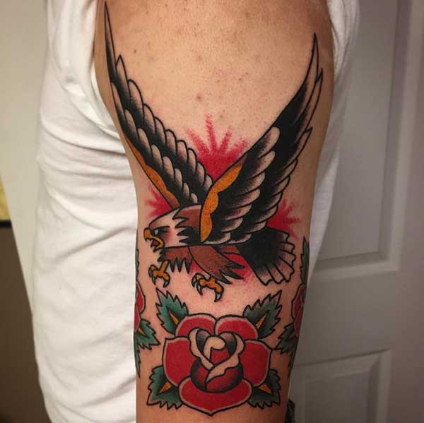 flower eagle tattoos