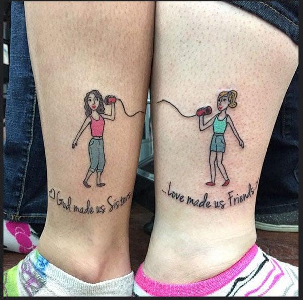 sister leg tattoos