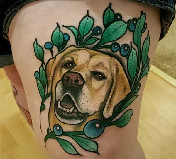 leg dogs tattoos