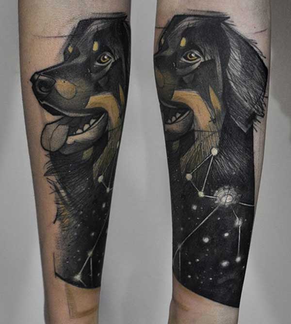 arm dog tattoos