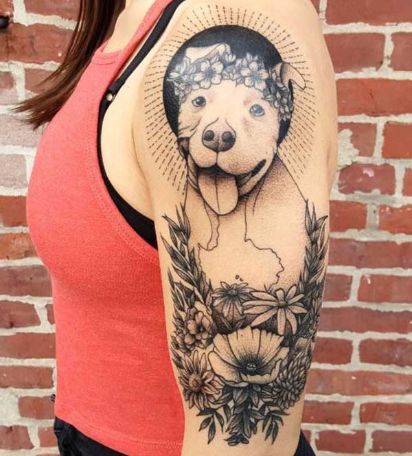 shoulder dog tattoos