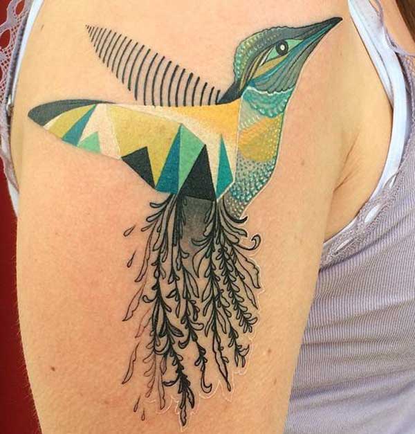 colorful hummingbird tattoos