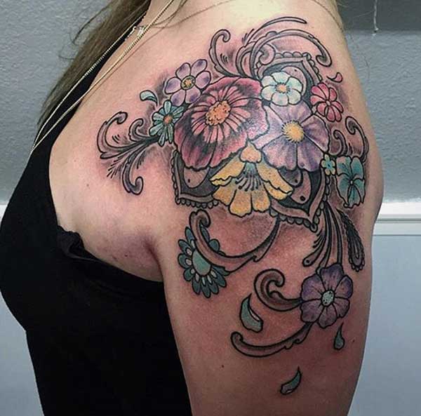 flower shoulder tattoos