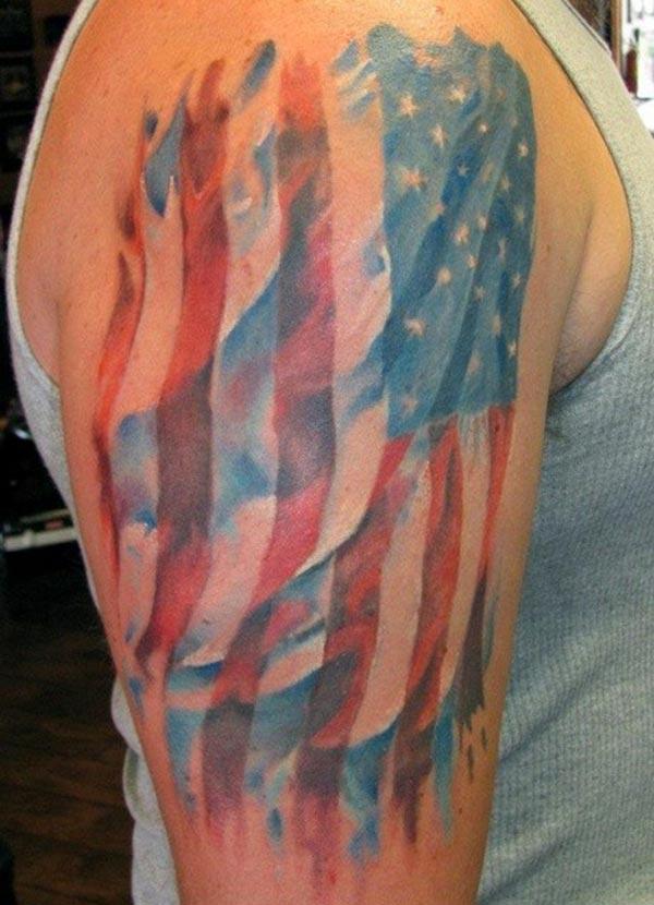 The American Flag Tattoo on the upper right arm make a man look gallant