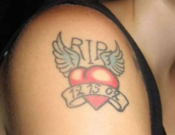 rest in Peace (R.I.P.) Tattoo ink design idea for shoulder