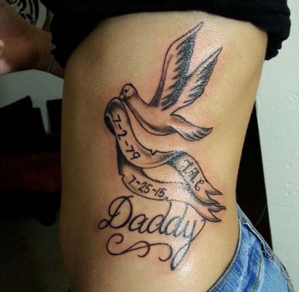 dove RIP daddy tattoo idea on the side