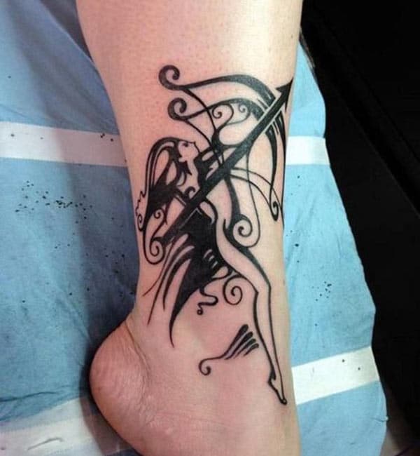 flaunt with your legs with the Sagittarius tattoo designs