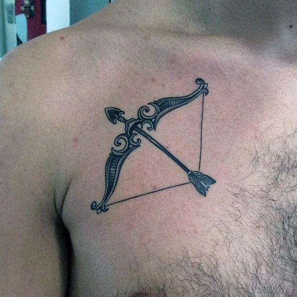 He reveals his potential through simple Sagittarius tattoo on chest