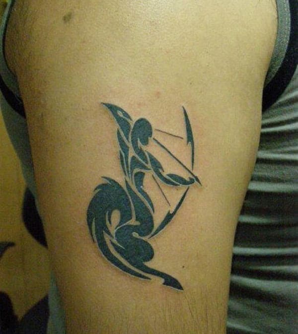 beautiful Sagittarius tattoo on upper arm for men with power