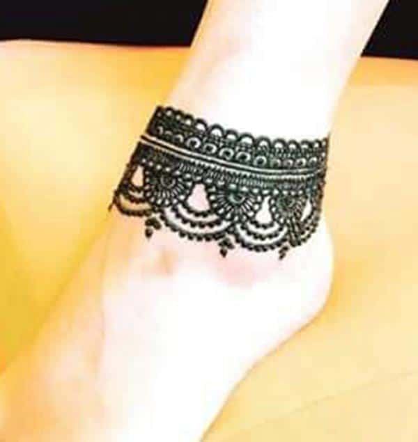 Ankle Mehndi tattoo designs idea