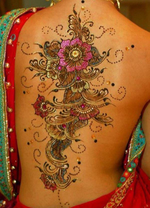 Henna Mehndi tattoo designs idea for back - Tattoos Art Ideas