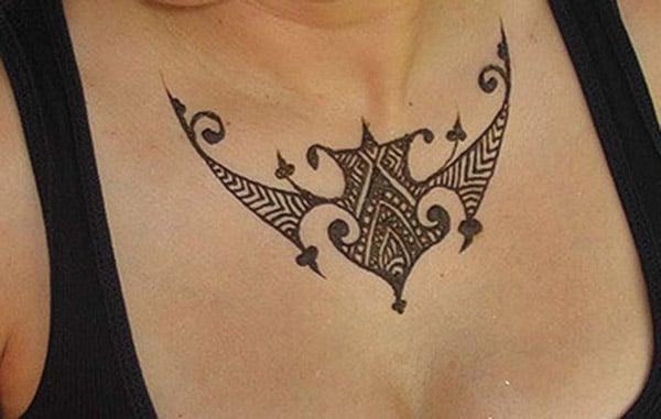 Henna Mehndi tattoo designs idea for chest - Tattoos Art Ideas