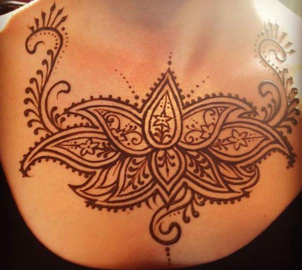 Henna Mehndi tattoo designs idea for chest - Tattoos Art Ideas