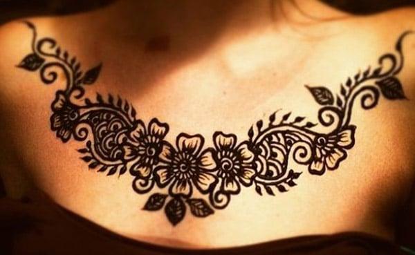 Chest Mehndi tattoo designs idea