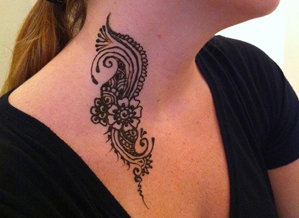 Neck Mehndi tattoo designs idea