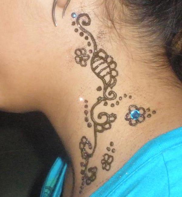 Neck Mehndi tattoo designs idea