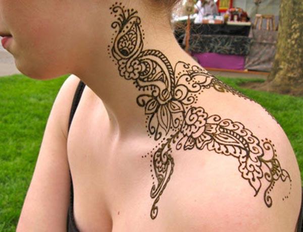 Neck Mehndi tattoo designs idea