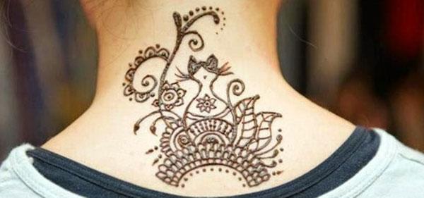 Henna Mehndi tattoo designs idea for Neck - Tattoos Art Ideas