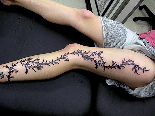 An engaging full leg tattoo for Girls