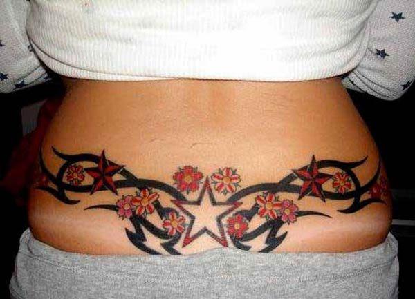 A pretty lower back tattoo for girls