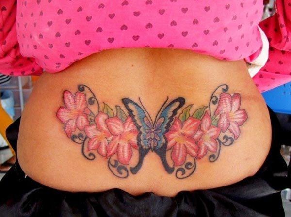An attractive lower back tattoo design for girls