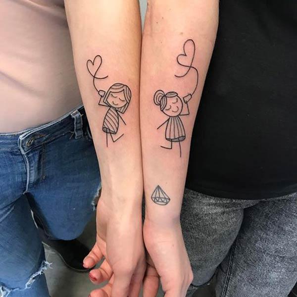 A cute and adorable matching tattoo idea for girls