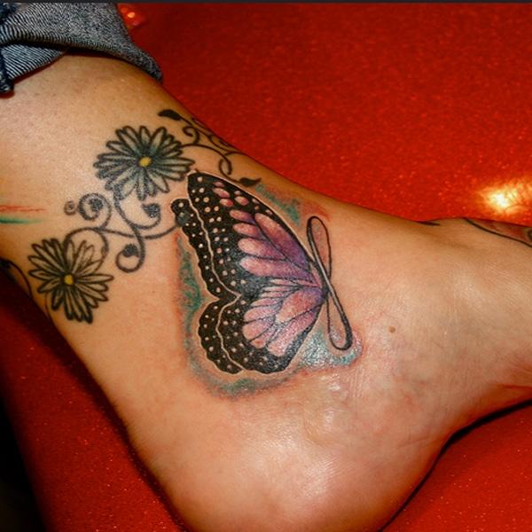 butterfly tattoos on ankle