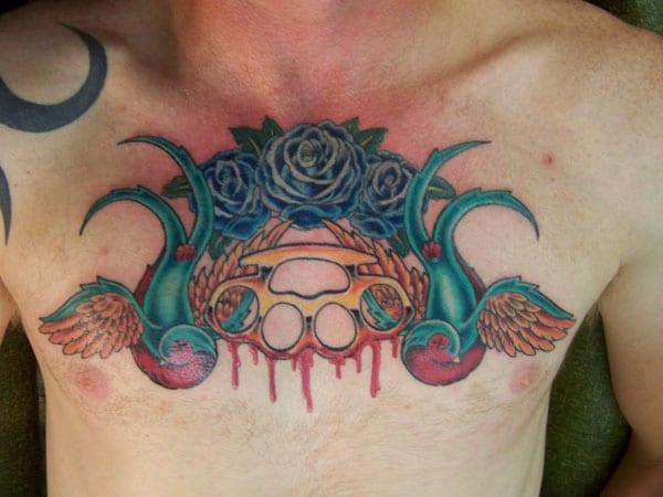 colorful tattoos on chest