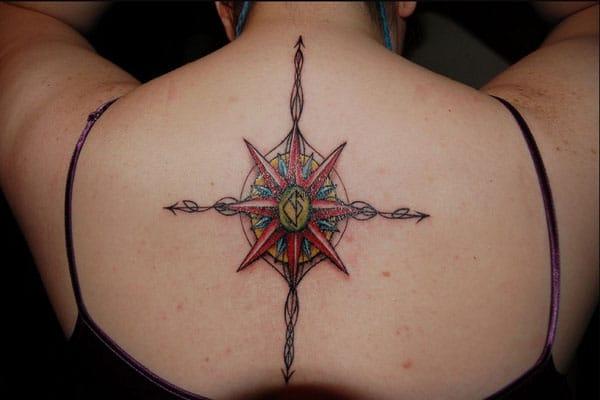 compass tattoo on back