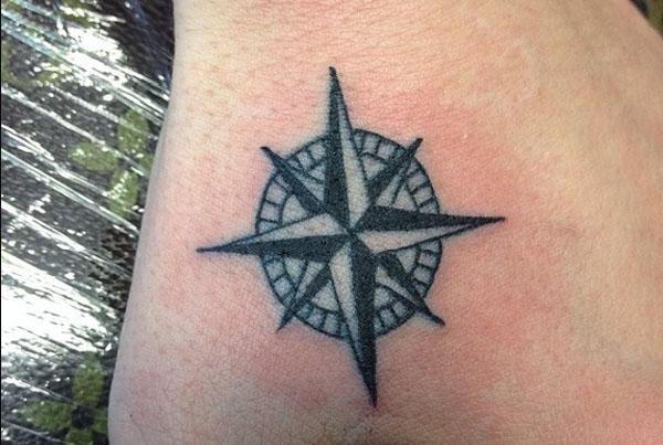 compass tattoo on hand