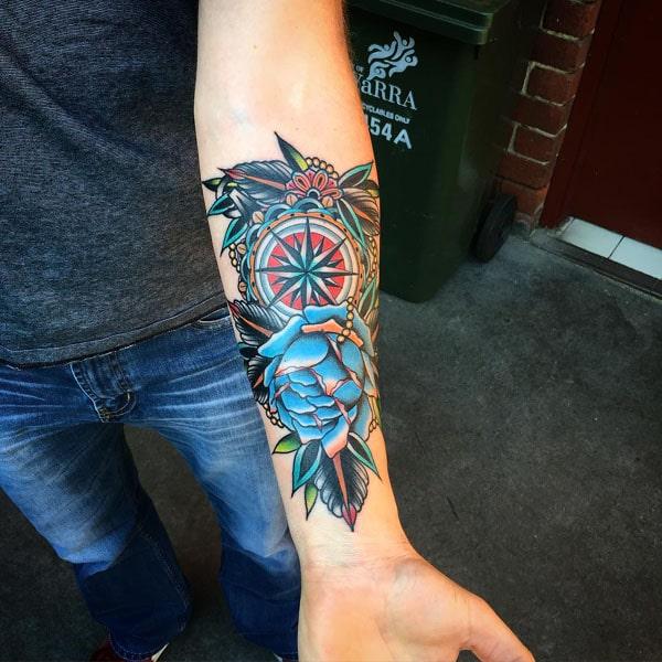 compass tattoos on wrist