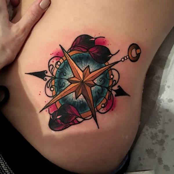 compass tattoo on side