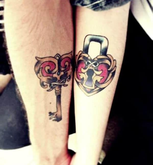 key and lock tattoos for couples